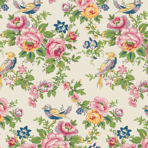 Light cream fabric with floral pattern.