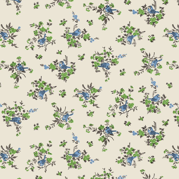 Light cream fabric with floral pattern.