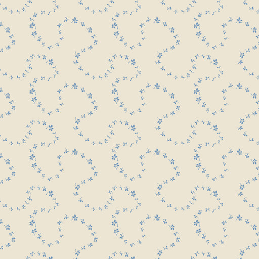 Light cream fabric with blue wave pattern