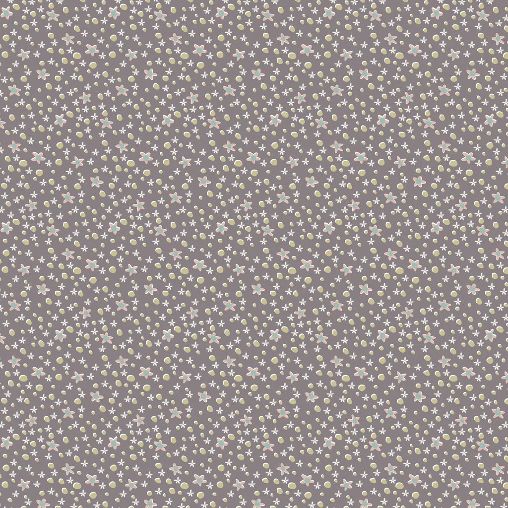 Slow and Steady - DV7430 - Daisy Spot - Charcoal 100% Cotton Fabric