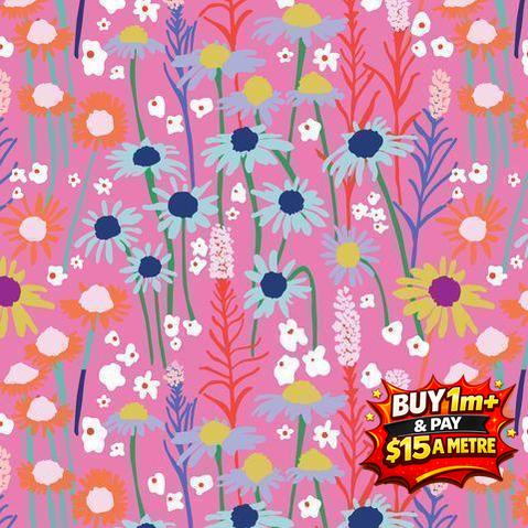 SUMMER ABROAD POPLIN TOP OF THE ALM PINK POP DVF1103 100% COTTON POPLIN 120GSM 147CM