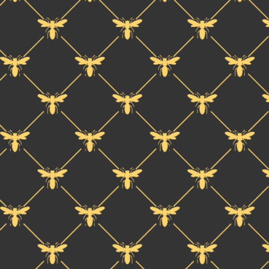 Devonstone – Queen Bee – Yellow on Black Bee DV3108 Fabric WOF 110cm-112cm