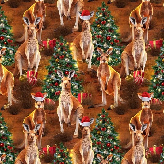 KK Fabrics 100% Cotton Festive Friends Kangaroo