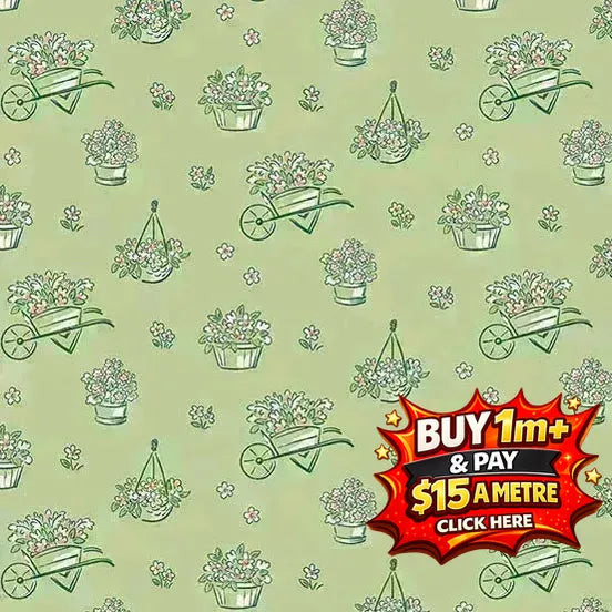 Heartland Dianne Flowers Cucumber A1586G 100% COTTON