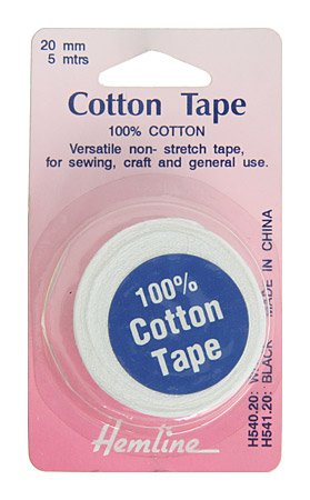 Hemline 20mm Cotton Tape - White