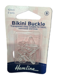 Hemline Bikini Clasp Buckles Clear, 12mm 0.5in, 2 sets.