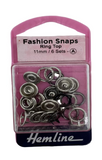 Hemline Fashion Snaps Ring Top 11mm / 6 Sets