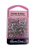 Hemline Hooks & Eyes Nickel / Extra Large (Size 9) / 10 Sets.
