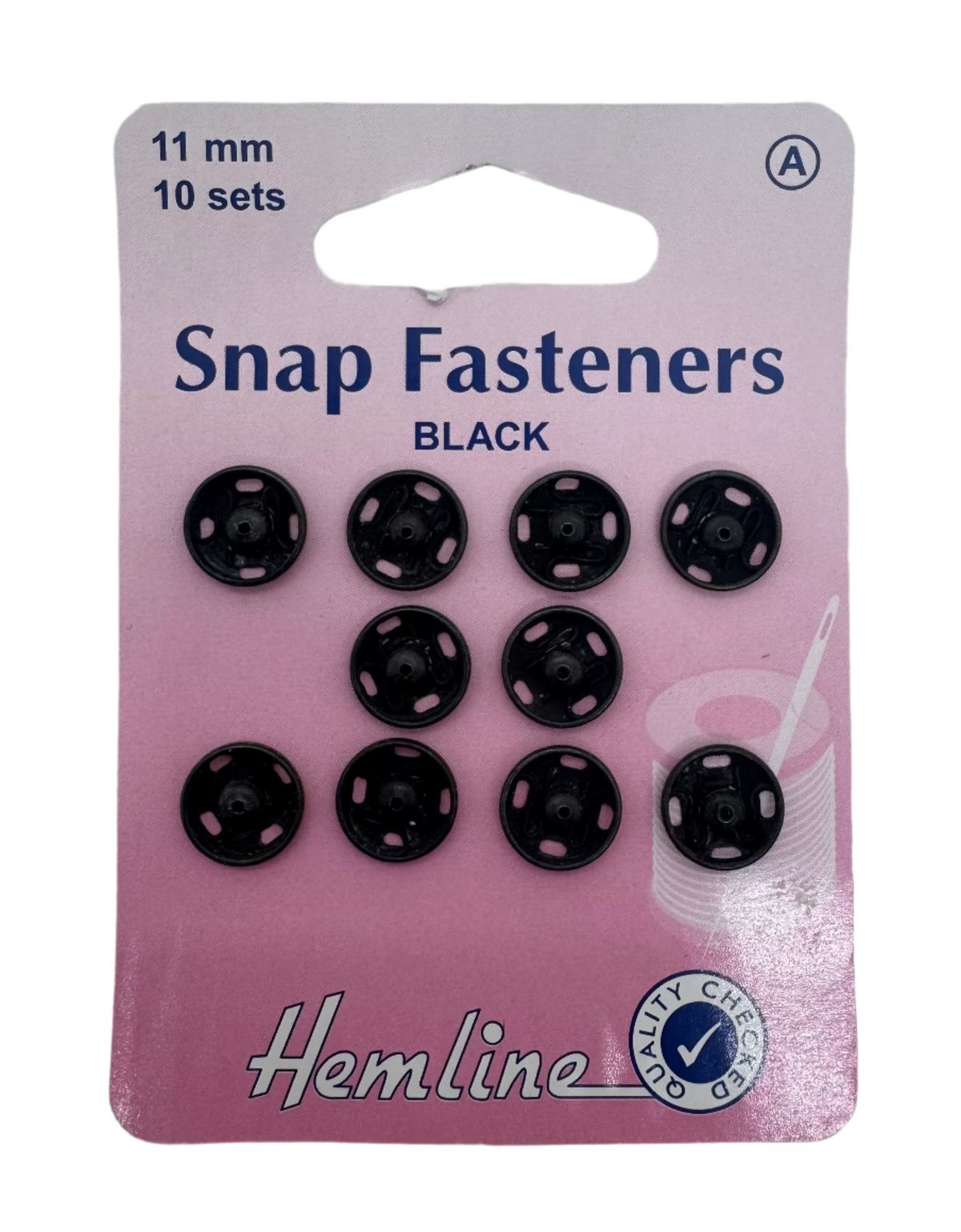 Hemline Snap Fasteners Black, 11mm / 10 Sets.