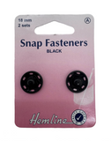 Hemline Snap Fasteners Black, 18mm / 2 Sets.