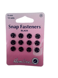 Hemline Snap Fasteners Black, 9mm, 12 Sets