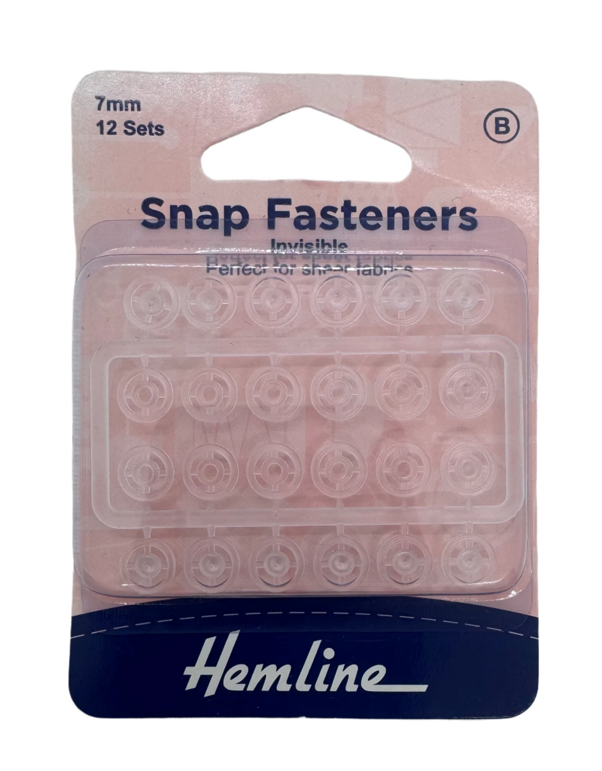 Hemline Snap Fasteners Clear/White, 7mm / 12 Sets.
