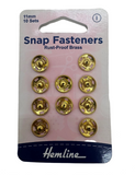Hemline Snap Fasteners Rust-Proof Brass, 11mm / 10 Sets.