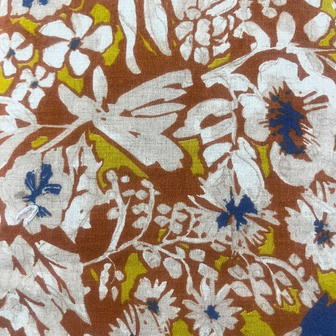 Hokkah Cotton Linen Print Fabric - 45% Cotton 55% Linen - 130gsm Rust