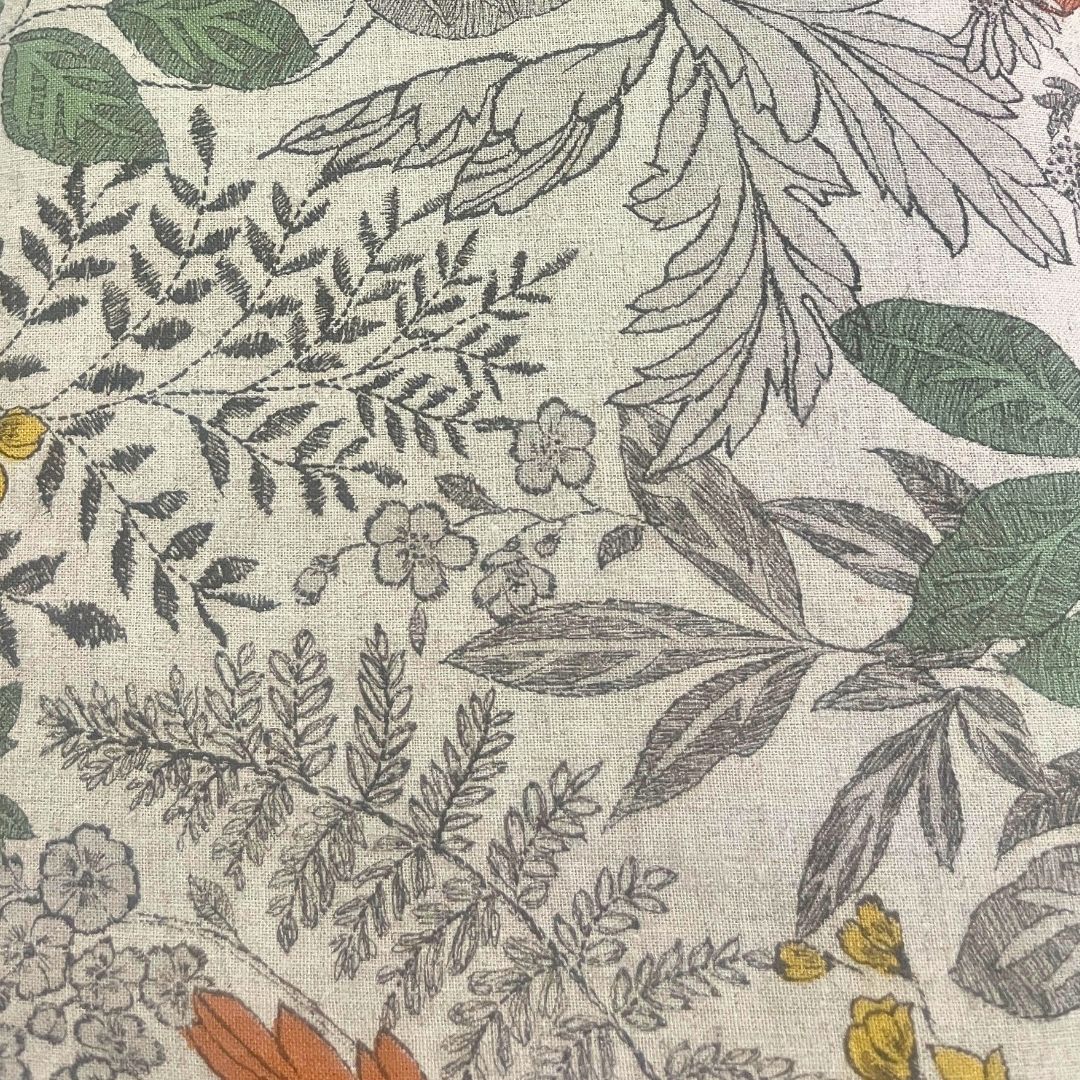 Hokkah Cotton Linen Print Fabric - 45% Cotton 55% Linen - 130gsm Rust