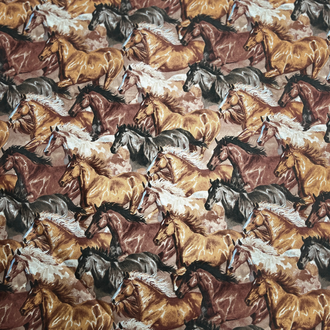 Horse Fabric 100% Cotton Fabric WOF 110cm-  112cm