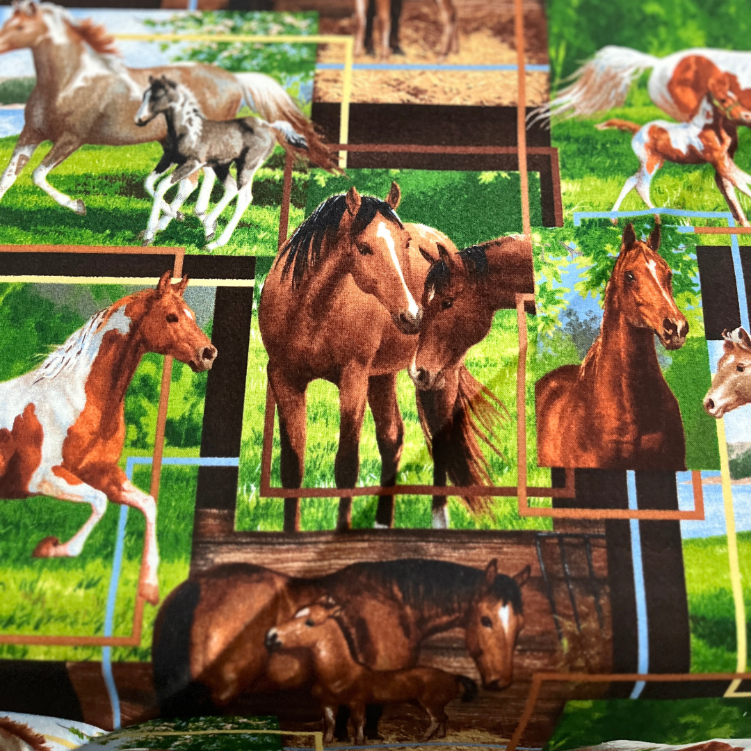 Horse Fabric 100% Cotton Fabric WOF 110cm-  112cm