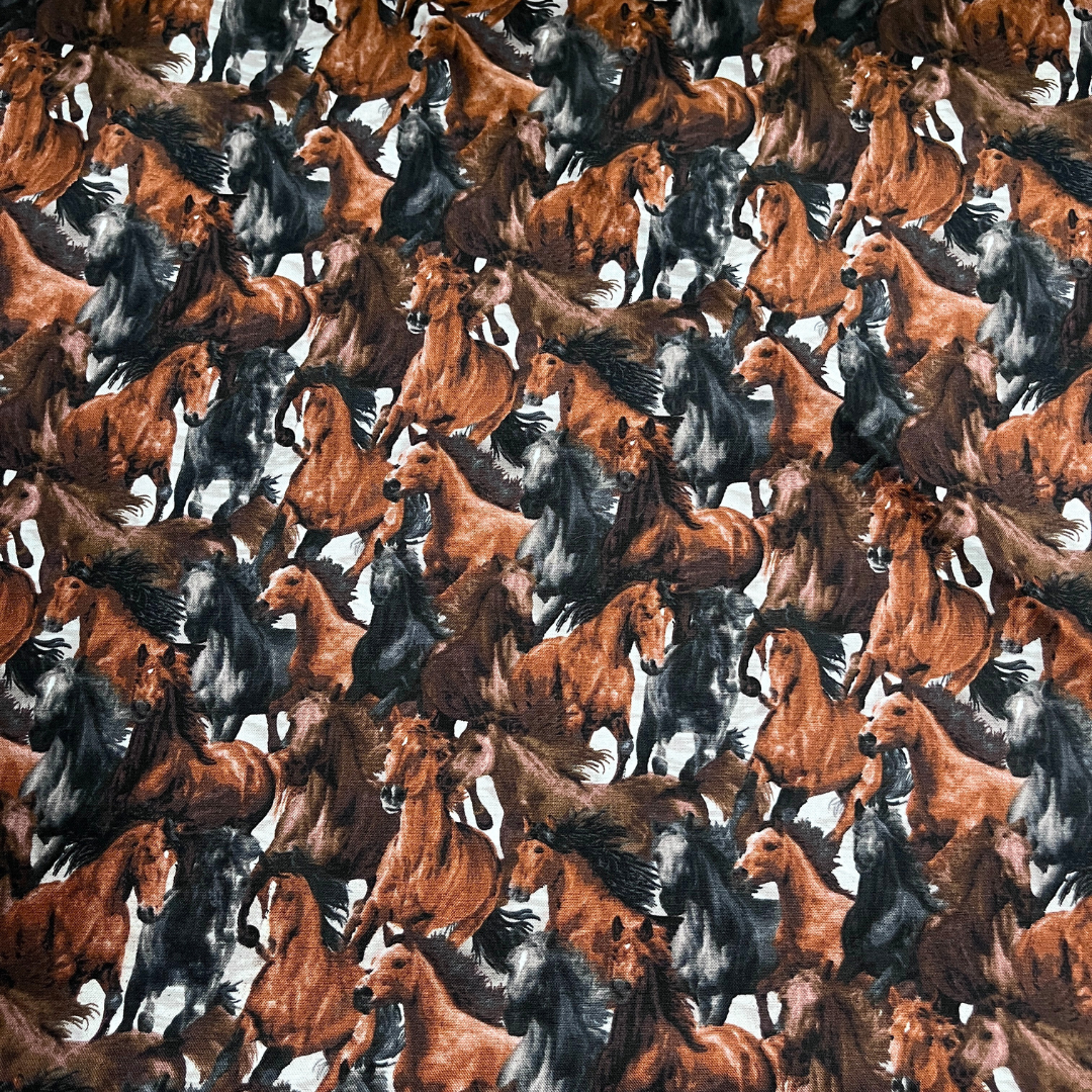 Horse Fabric 100% Cotton Fabric WOF 110cm-  112cm