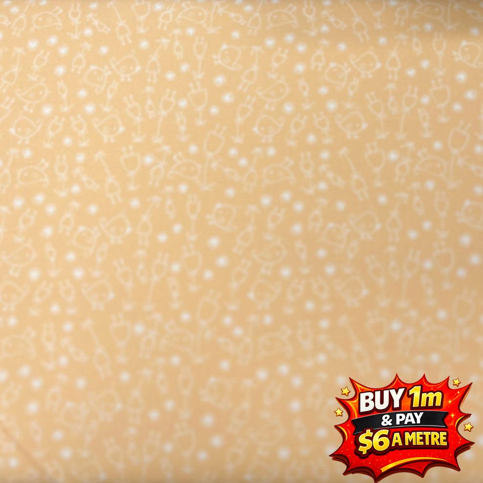 100% Cotton Fabric WOF 110cm-  112cm FINAL CLEARANCE 1 METRE FOR ONLY $ 6