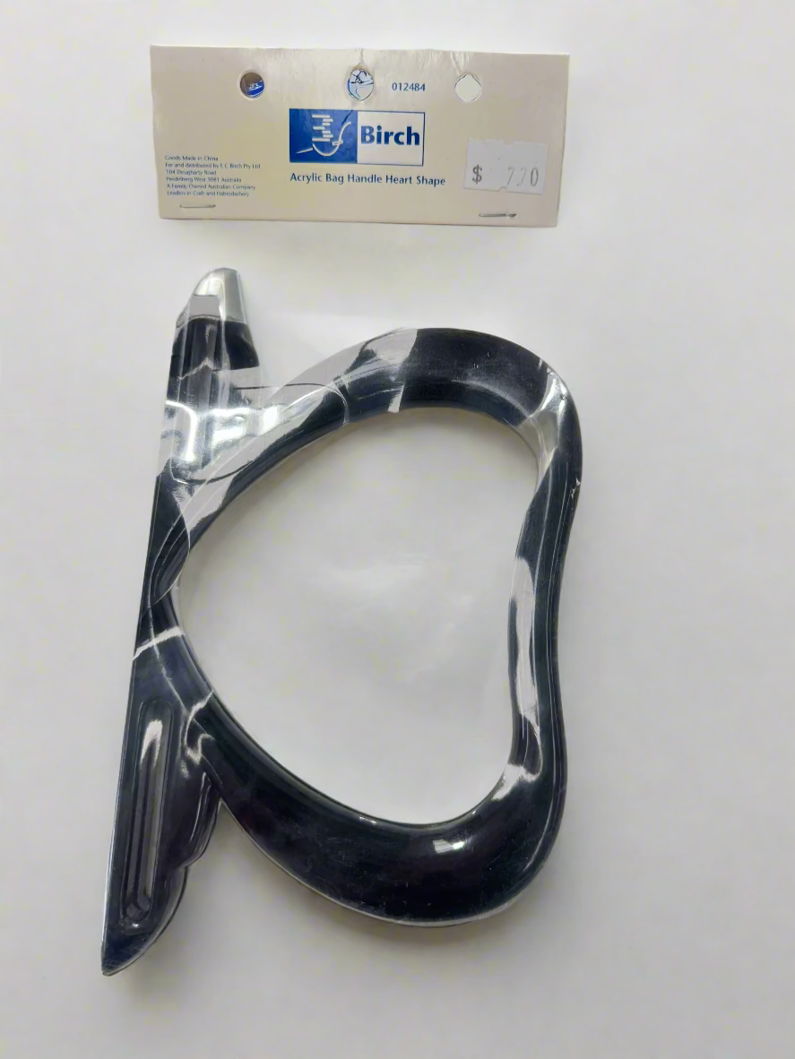 Birch Bag Handle, Acrylic Heart Shape