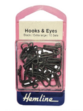 Hemline Hooks & Eyes Black Extra Large / 10 Sets