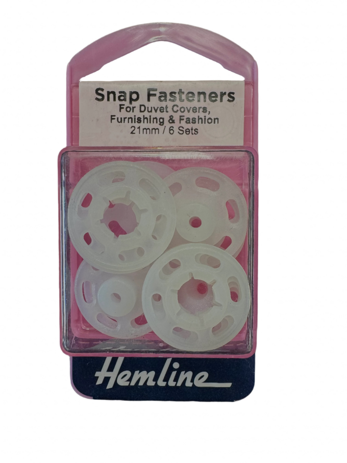 Hemline Snap Fasteners White/Clear 21mm / 6 Sets