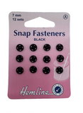 Hemline Snap Fasteners Black, 7mm / 12 Sets.