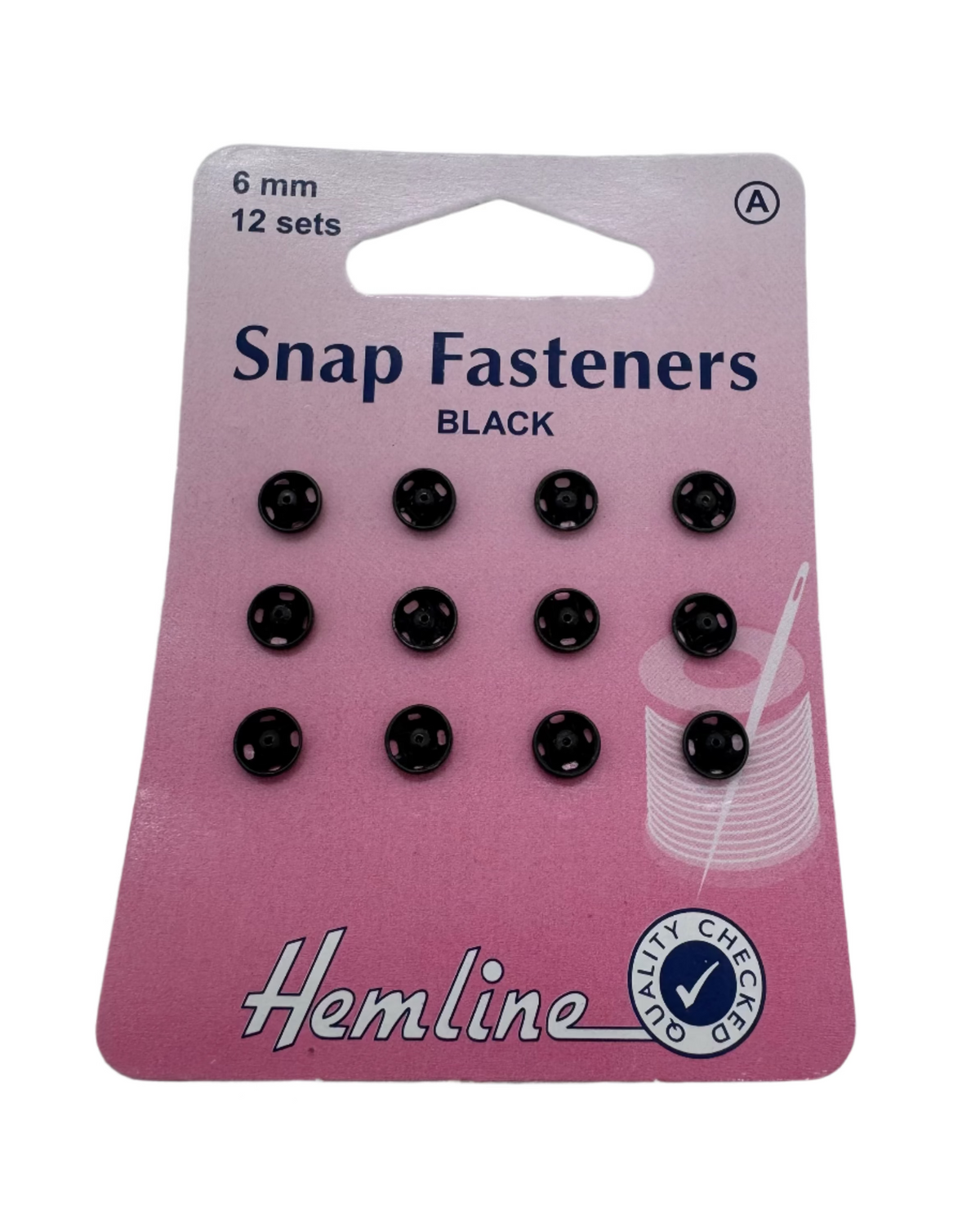 Hemline Snap Fasteners Black, 6mm / 12 Sets.