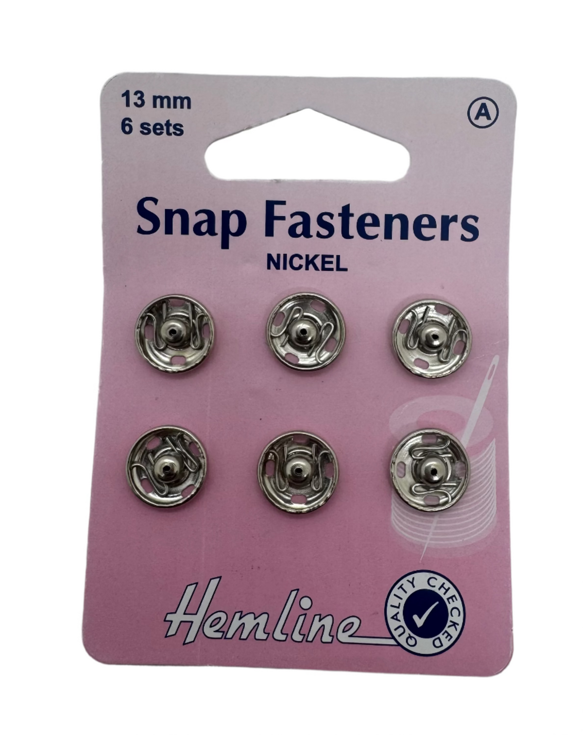 Hemline Snap Fasteners Nickel, 13mm / 6 Sets.