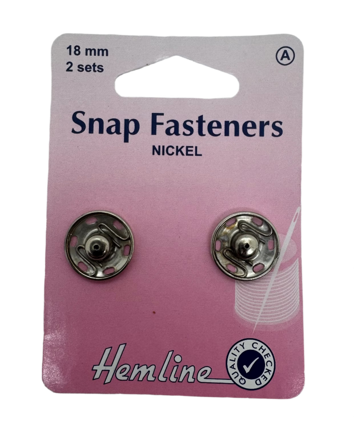 Hemline Snap Fasteners Nickel, 18mm / 2 Sets.