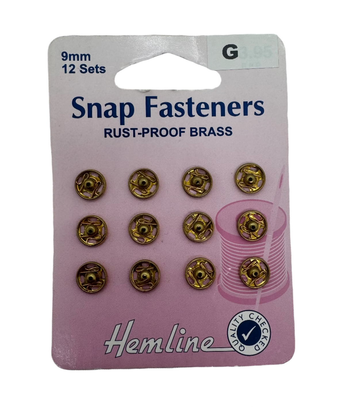 Hemline Snap Fasteners Brass, 9mm / 12 Sets.