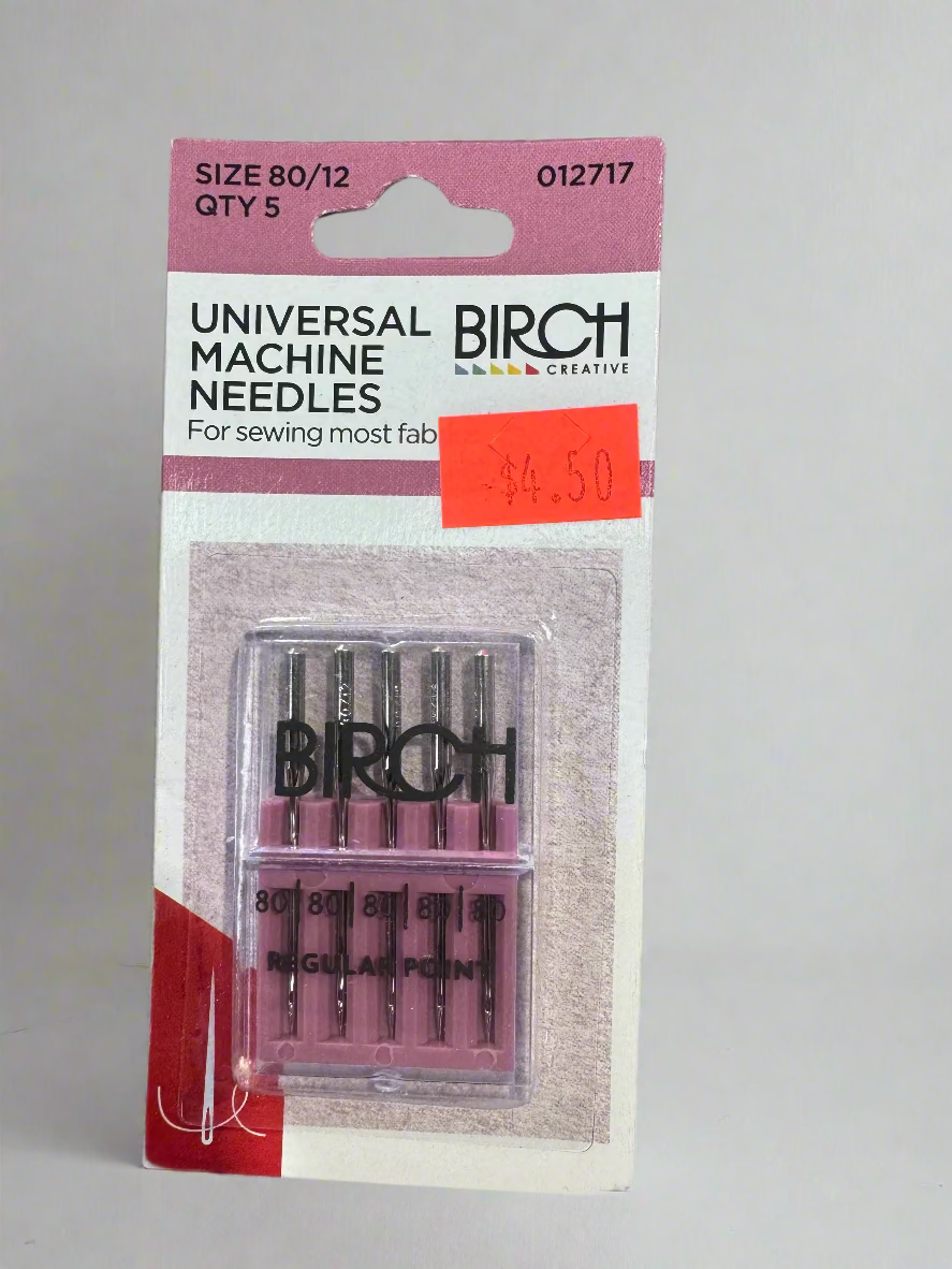 Birch Universal Machine Needles, Size 80/12, Qty 5.