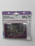 Birch Curved Safety Pins Silver, Size 27mm, 50 Pack