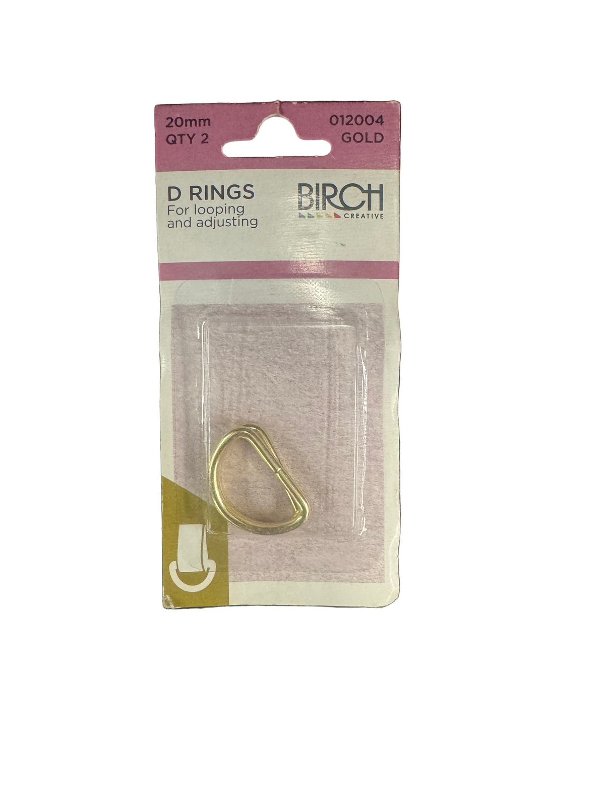 Birch D Rings 20mm Gold, 2 Pack