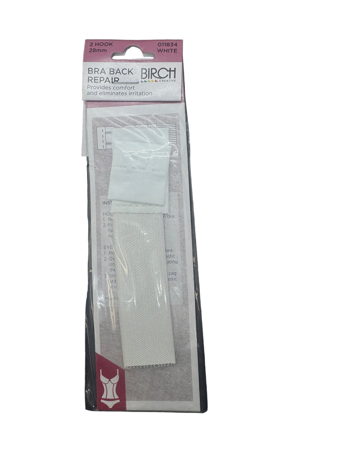 Birch Bra Back Repair White, 28mm / 2 Hooks.