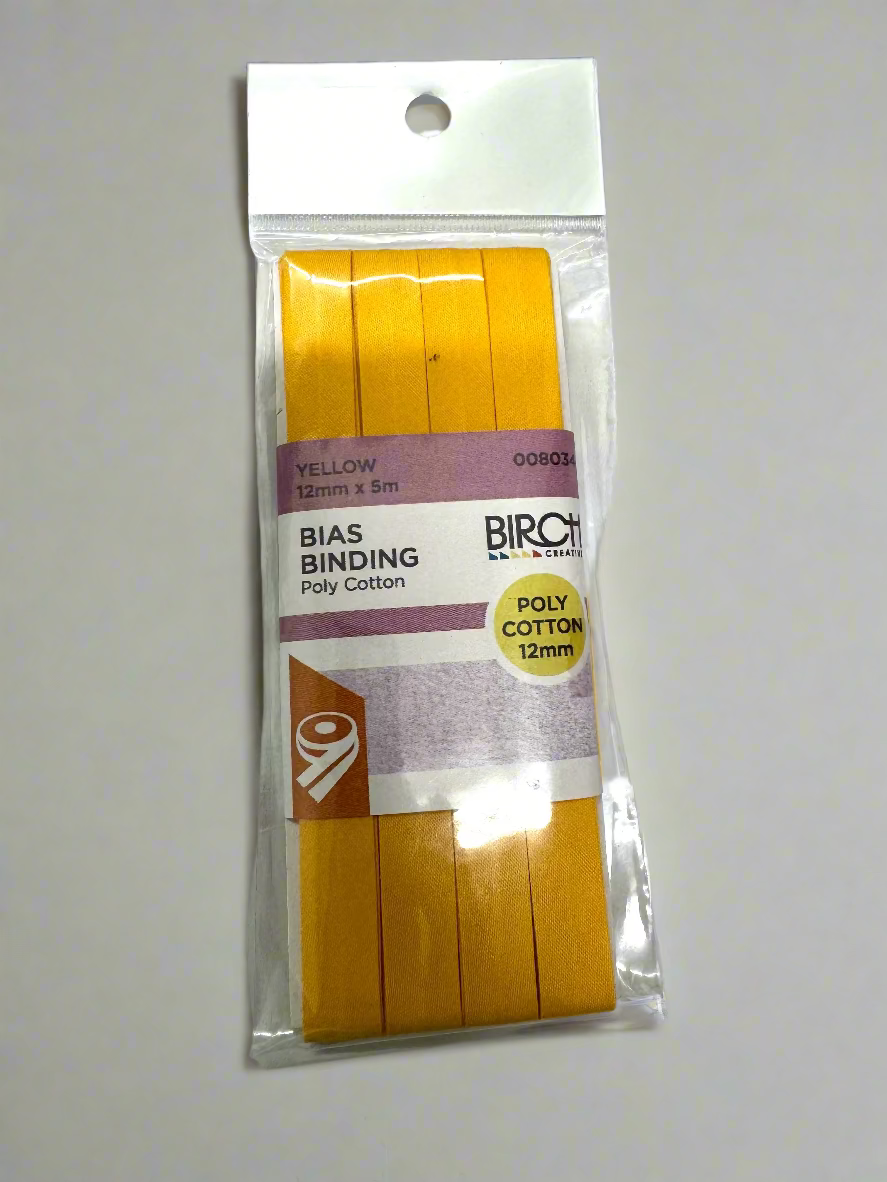 Birch Yellow Polycotton Bias Binding 12mm x 5m