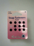 Hemline Snap Fasteners Black, 7mm / 12 Sets. (ONE MISSING) (11 SETS)