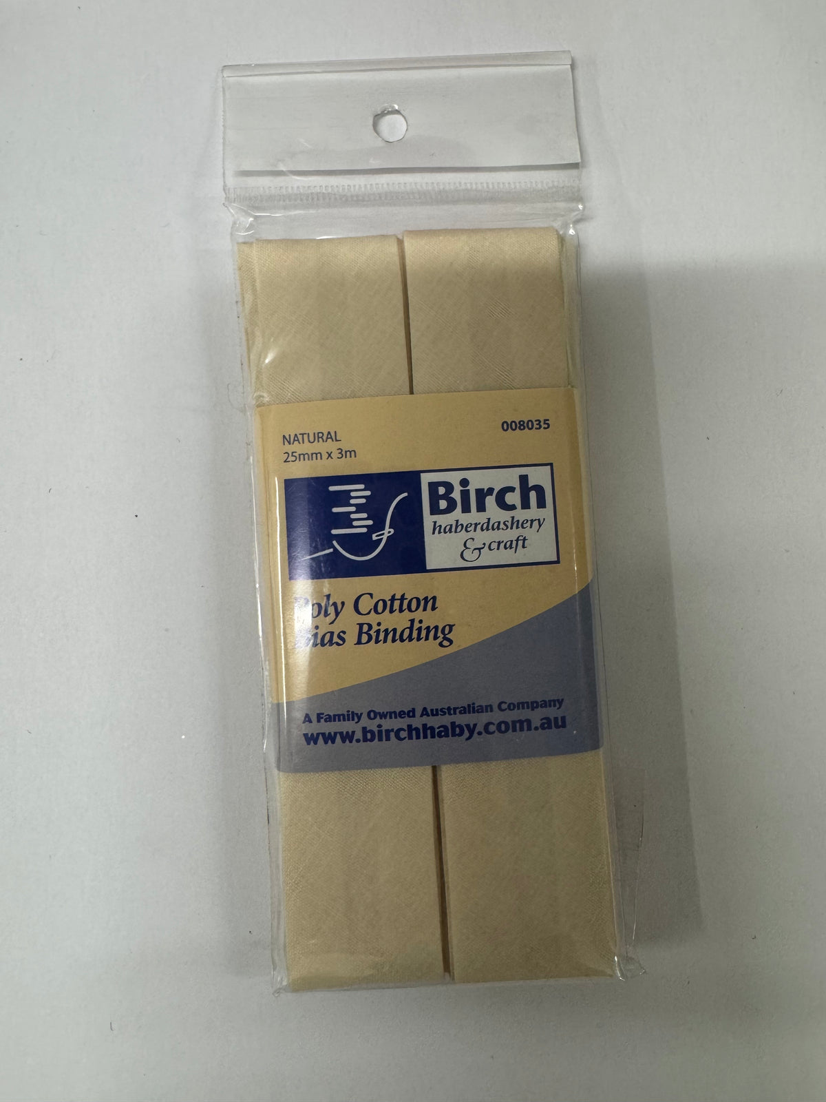 Birch Natural Polycotton Bias Binding 25mm x 3m