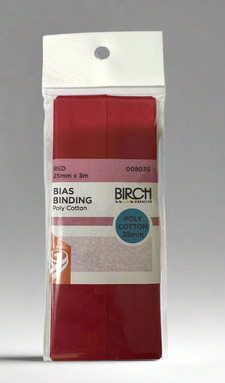 Birch Red Polycotton Bias Binding 25mm x 3m