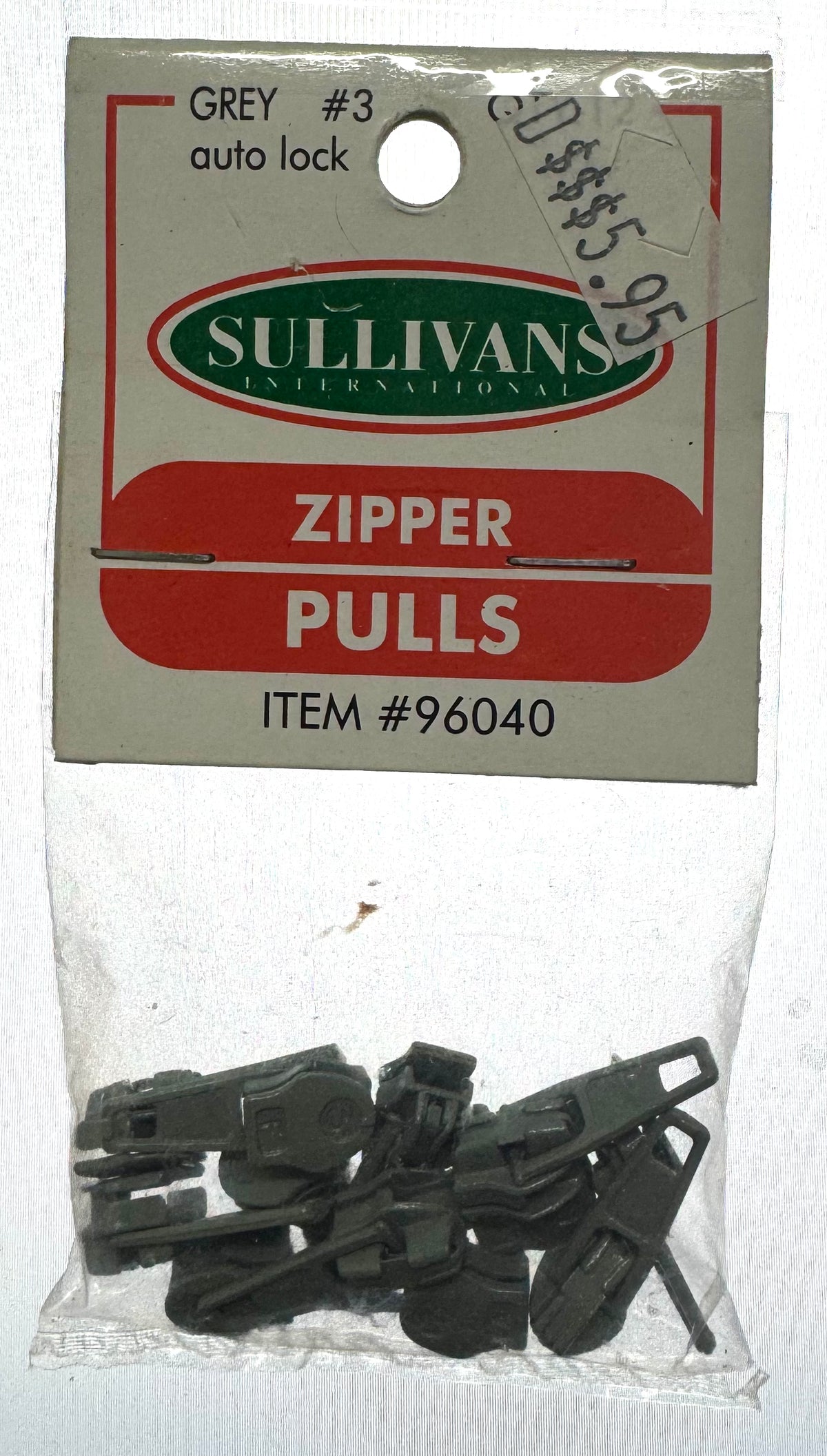Sullivans Grey Zipper Pulls - 12 pack