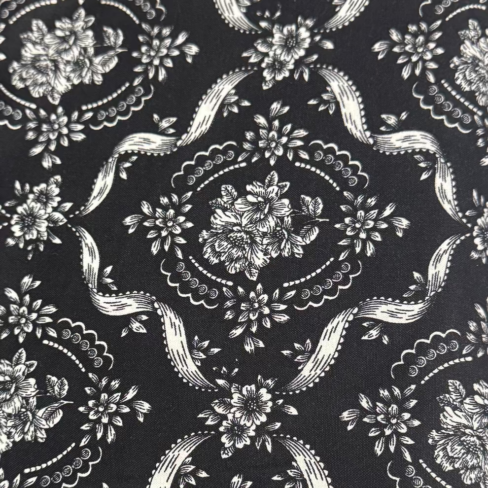 Paintbrush Studios Fabric - Opposites Attract Floral Cameos Black