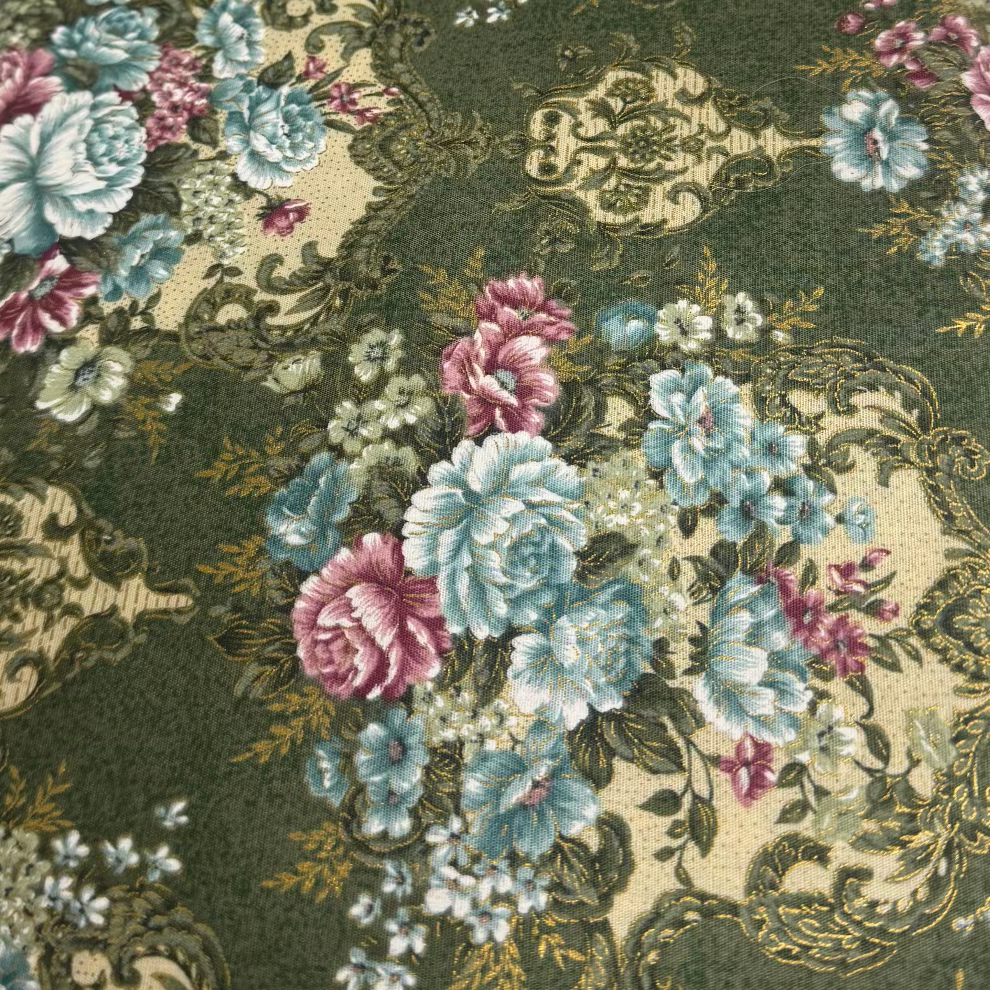 Sage Green & Gold Floral Fabric
