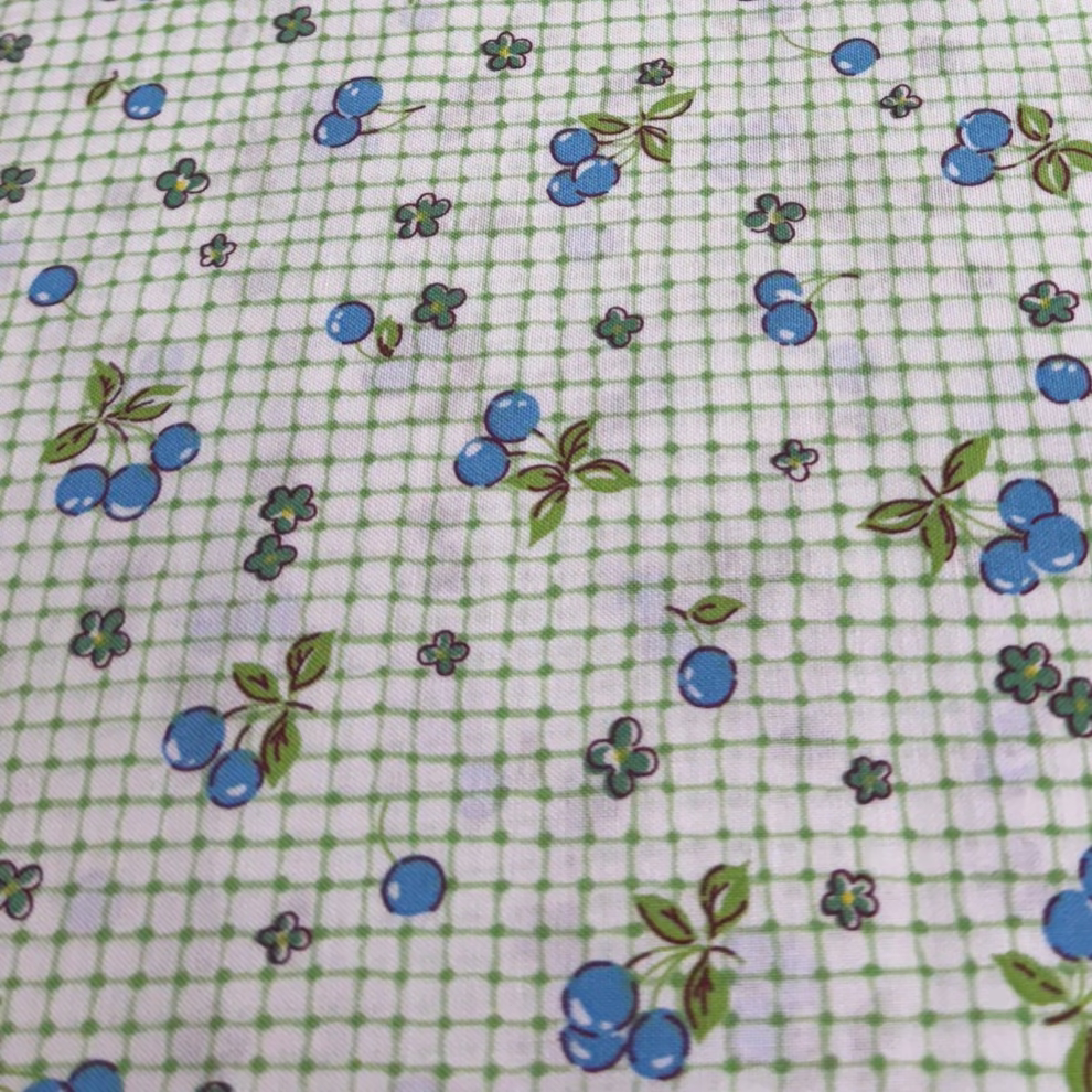 Happy Message 30's HM10549L Fabric CherriesBlue and Green
