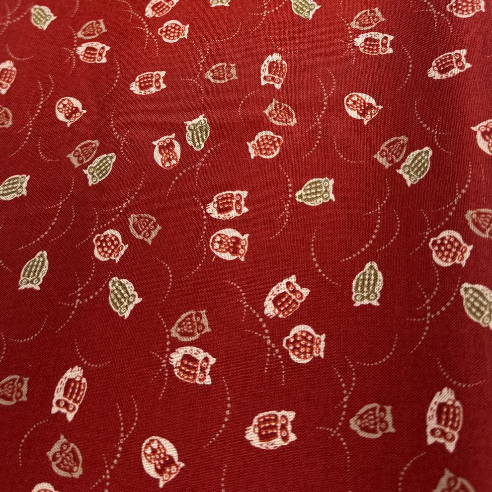 Red and Green Owls - Red Background