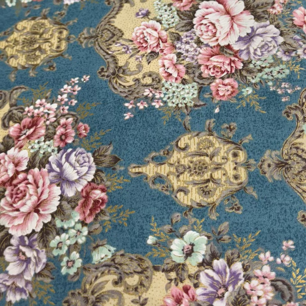 KK Fabrics - Blue and Gold Floral