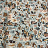Seaside Cottage - Stamps S#J8032 i100% Cotton Fabric WOF 110cm-112cm