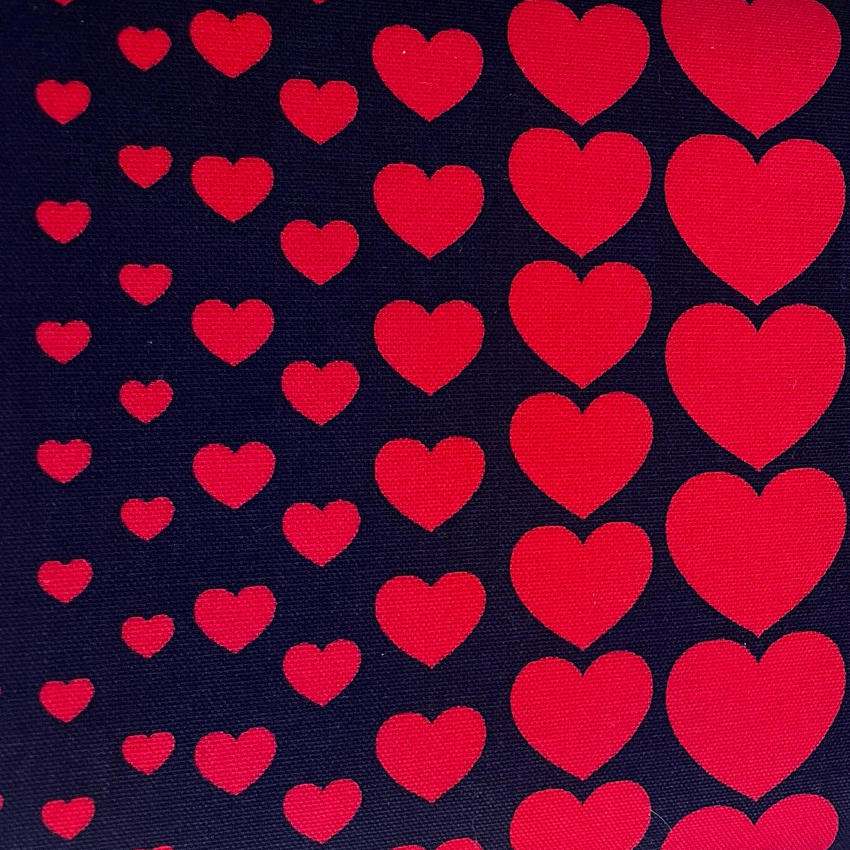 Cosmos Textiles Red Hearts On Navy Linen/Cotton Blend WOF 110cm - 112cm