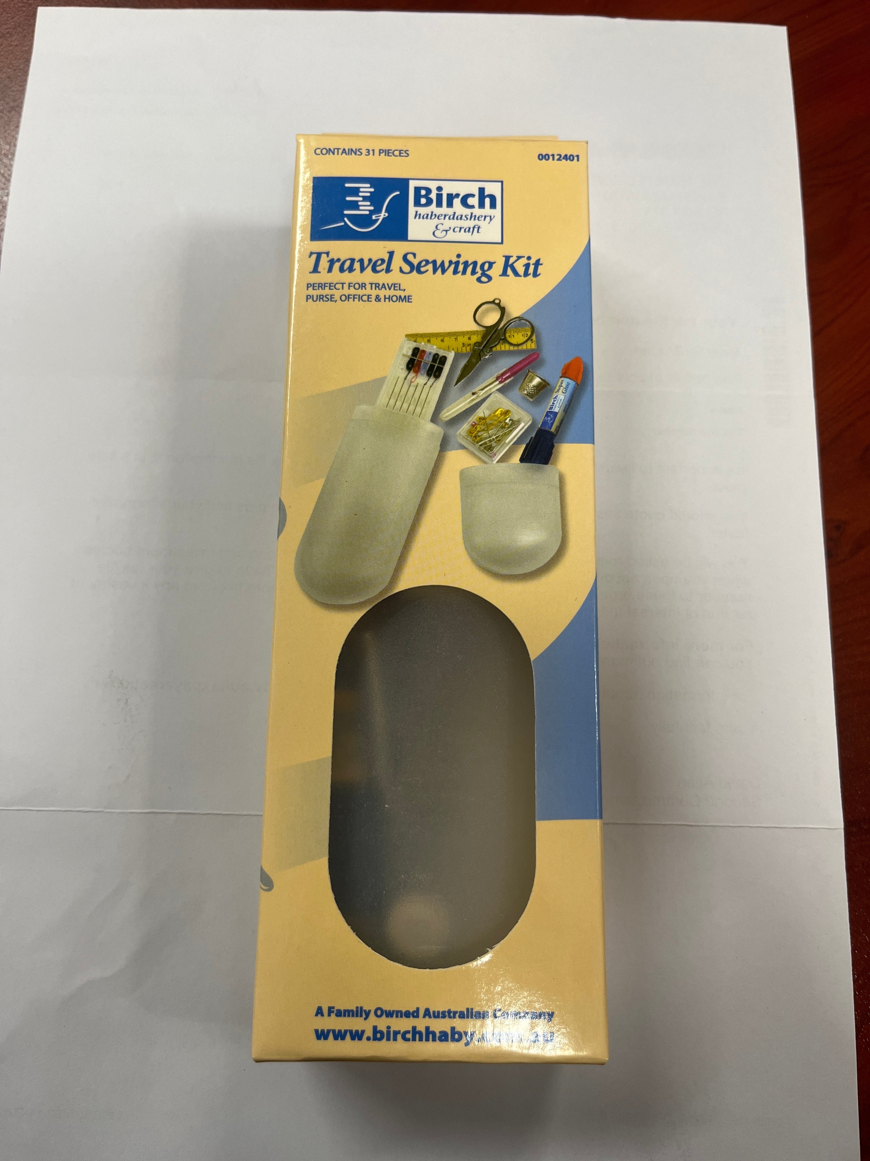 Birch Travel Sewing Kit. 31 pce
