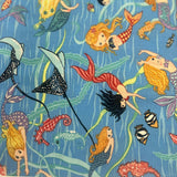Mermaid 89870 1 Swimming 100% Cotton Fabric WOF 110cm- 112cm