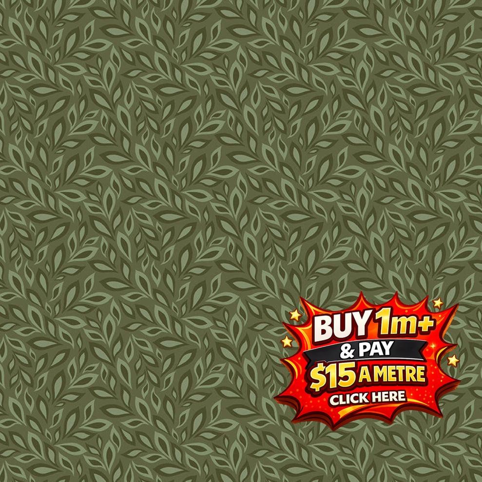 JUJU'S PETALS LEAVES GREEN - C16612-GREEN - 100% Cotton or $15 a metre Click Here